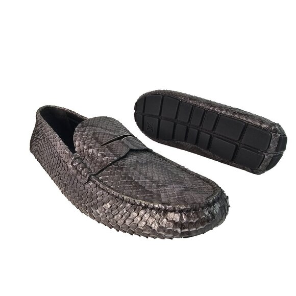 NEW LOUIS VUITTON Exotic Python Snakeskin Loafer Drivers Mens Shoes LV 10 =US 11 main image 11